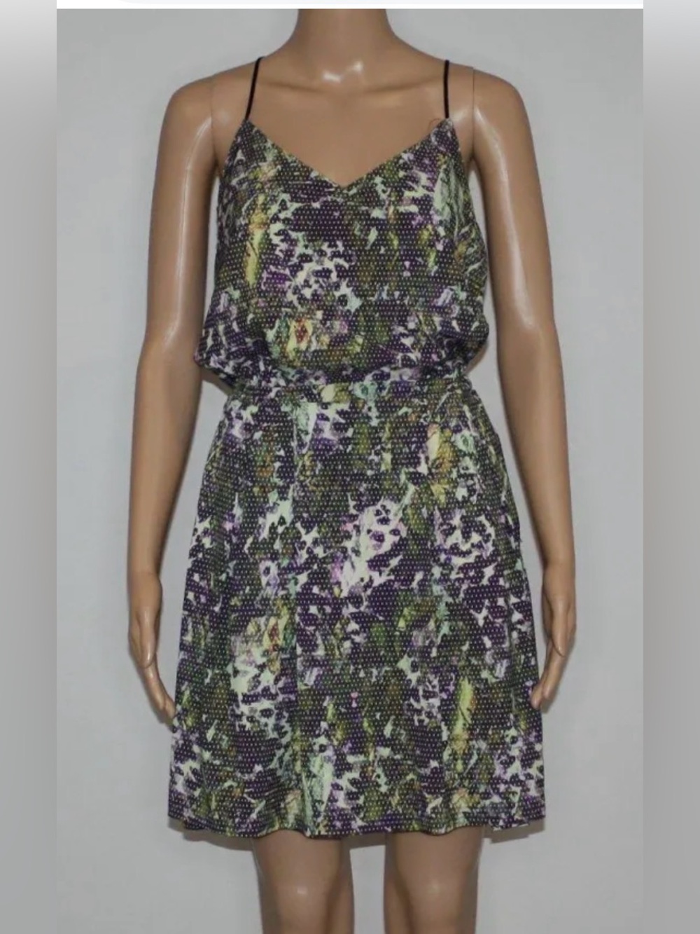 Floral-Print Spaghetti Strap Mini Dress in Purple
